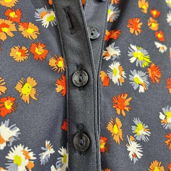 Callaway Blue Indigo Multi Floral Print Golf Shirt Sun Protection Fabric Sz- XL - Picture 3 of 9